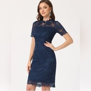 Charlotte Russe Navy Lace Sheath Mini Dress